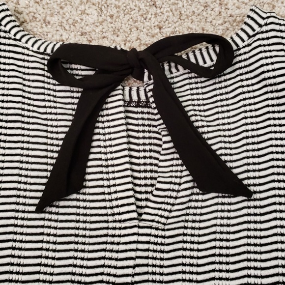 LOFT black and white stripe swing bow-back dress - Picture 5 of 8